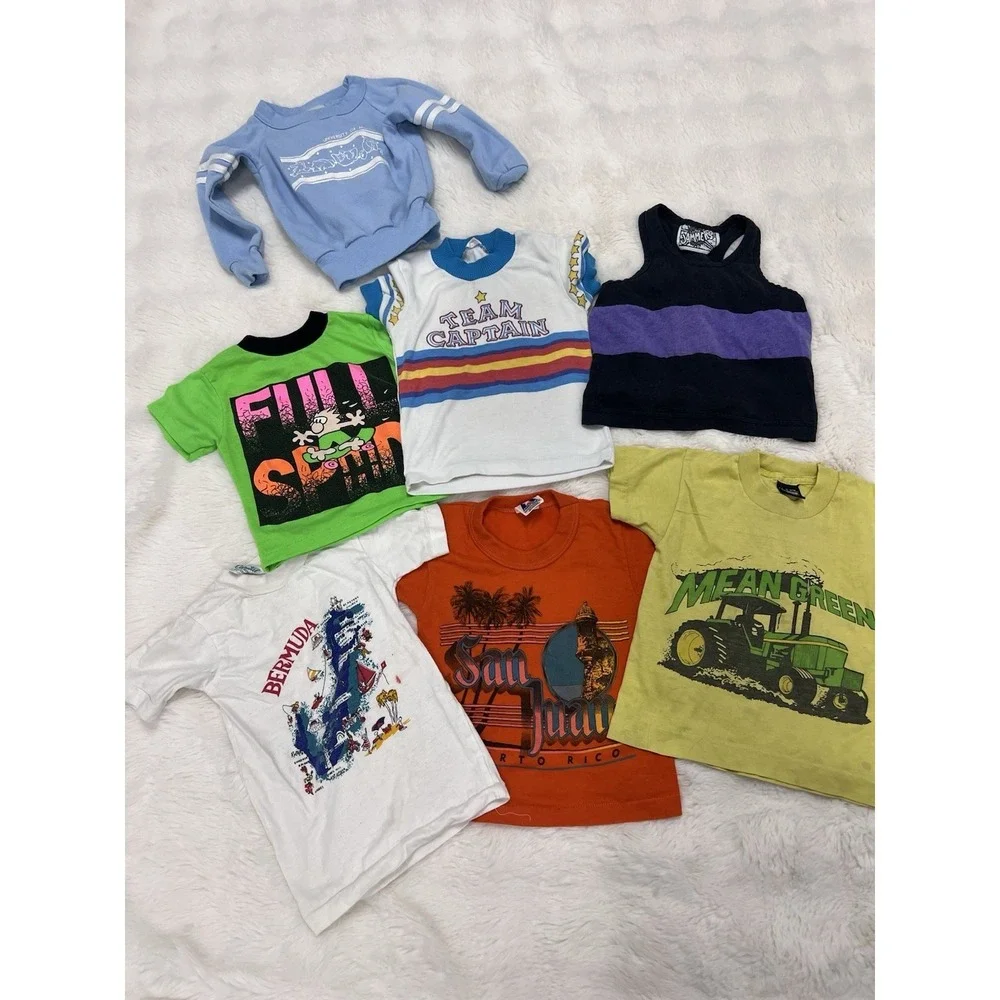 Vintage Baby Toddler Single Stitch Travel T Shirts Tractor Clothing Lot